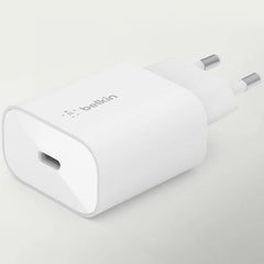 Charger 25W  Belkin BoostCharger , 1x USB-C up to 25W 1x USB-C to USB-C Cable 1m , White , WCA004VF1MWH-B6 - Albagame