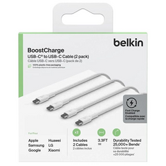 Cable USB-C to USB-C  Belkin BoostCharge up to 60W , Charging and data sync , White , 1m , 2-Pack , BEL-0047 - Albagame