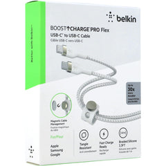 Cable USB-C  Belkin BoostCharge PRO Flex , USB-C to USB-C up to 60W , Braided , 1m , Braided White , CAB011BT1MWH - Albagame