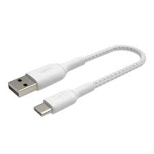 Cable USB-A to USB-C Braided White 0.15m - Albagame