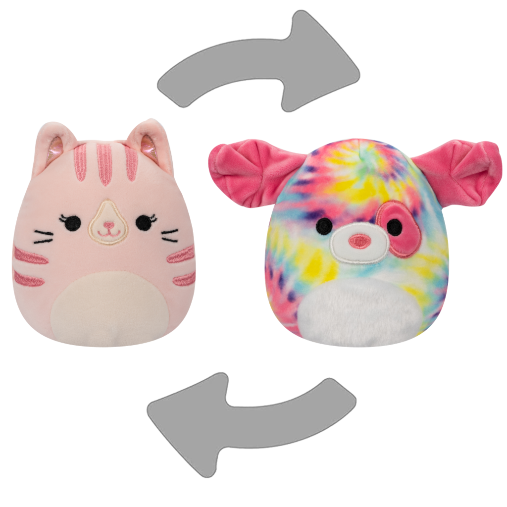 Plush Squishmallows Pink Tabby Cat/Rainbow Tie-Dye Dog - Albagame