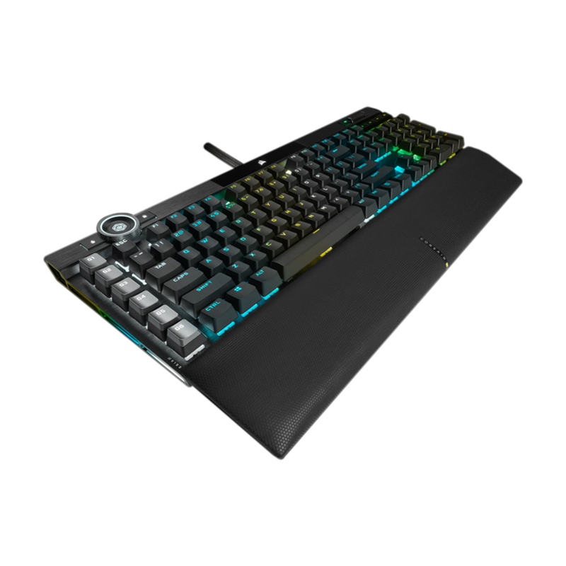 Keyboard Corsair K100 RGB , Optical Mechanical with OPX Switches , aluminum design with RGB edge + iCUE wheel  , US Layout , Black , CH-912A01A-NA
