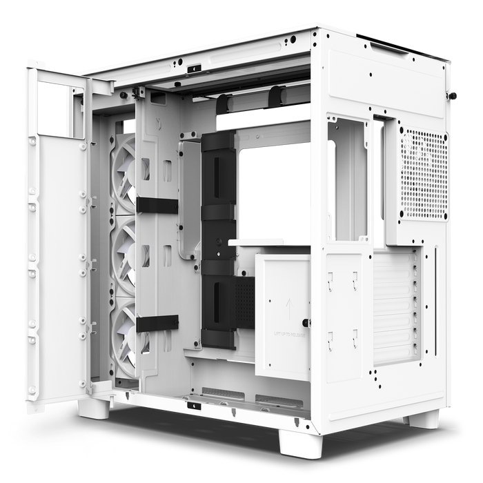 Case NZXT H9 Elite , ATX , Columnless , 3x F Series 120mm RGB Fans Included , up to 360mm Radiator support , White , CM-H91EW-01 - Albagame