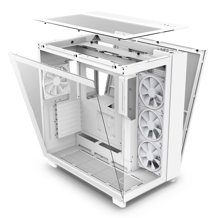 Case NZXT H9 Elite , ATX , Columnless , 3x F Series 120mm RGB Fans Included , up to 360mm Radiator support , White , CM-H91EW-01 - Albagame