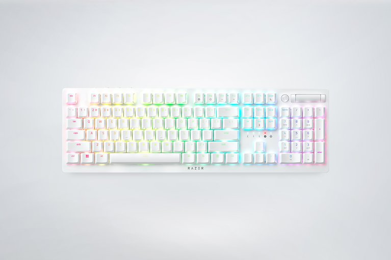 Keyboard Razer DEATHSTALKER V2 PRO  , Wireless/Bluetooth , Low Profile , Chroma RGB , Clicky Optical Purple Switches , US Layout , Up to 40 hours Battery , White , RZ03-04363500-R3M1 - Albagame