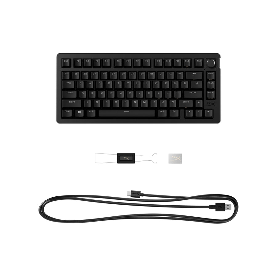 Keyboard HyperX Alloy Rise 75 , RGB and 5 brightness levels , Mechanical Gaming HX Red Keys Linear , 100% anti-ghosting , Detachable USB-C Cable , US Layout , Black , 7G7A4AA - Albagame