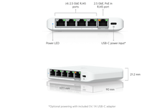 Switch 5 Ports Ubiquiti UniFi USW Flex Mini 2.5G , 5x 2.5 Gigabit Ethernet RJ45 100/1000/2500  1x PoE port  , Managed , USW-Flex-2.5G-5 - Albagame