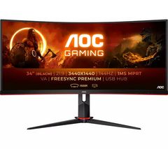 Monitor 34" AOC Gaming Curved  2K WQHD 3440x1440p IPS 144Hz 1ms 119%sRGB 350nits - Albagame