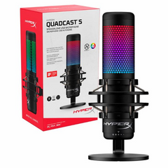 Microphone HyperX QuadCast S , Tap-to-Mute sensor with LED status indicator , USB-C to USB-A cable 2m , Compatible with: PC PS5 PS4 Mac , Black , 4P5P7AA - Albagame