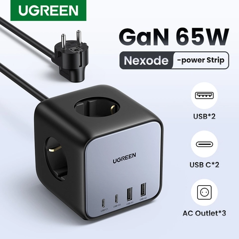 Power Strip Cube Ugreen 7in1 with 3x Schucko + 2x USB-A + 2x USB-C - Albagame