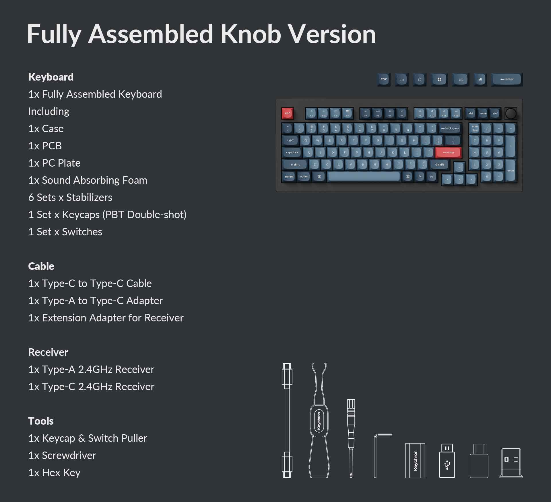Keyboard Keychron V5 Max  V5M-D4 , QMK/VIA Wireless/Bluetooth Mechanical Keyboard , Yellow Switch (Hot-Swappable) , 96% , US Layout , Black/Blue/Red , V5M-D4 - Albagame