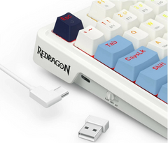 Keyboard Redragon Antonium PRO , RGB , 80% with 87 keys , Gasket Structure & Hot-Swap Functionality , Wireless/Bluetooth/Wired , White & Blue Mixed Keycaps , K728