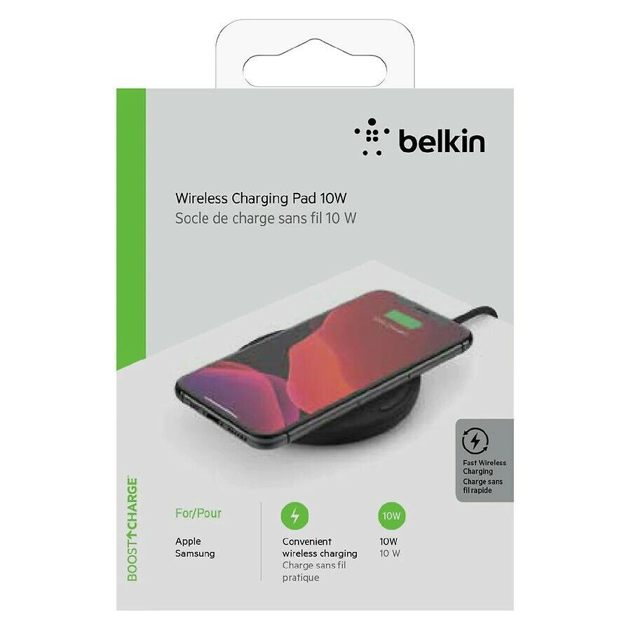 Charger 10W  Belkin BoostCharge , Wireless Charger Pad up to 10W with Micro USB , Black , WIA001VFBK - Albagame
