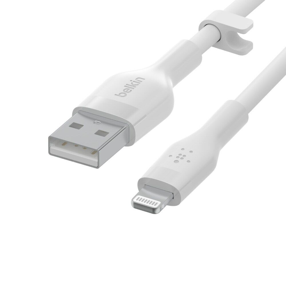 Cable USB-A  Belkin BoostCharge Flex , USB-A to Lightning , 2m , White , CAA008BT2MWH - Albagame