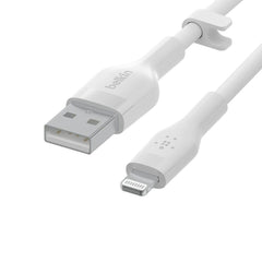Cable USB-A  Belkin BoostCharge Flex , USB-A to Lightning , 2m , White , CAA008BT2MWH - Albagame