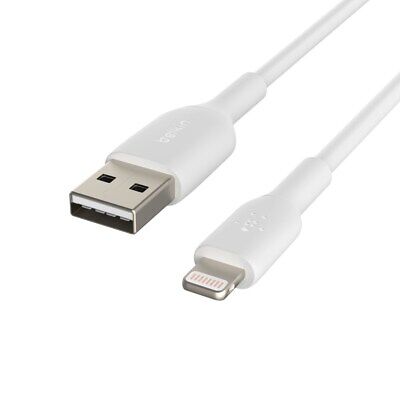 Cable USB-A  Belkin BoostCharge , USB-A to Lightning , 0.5m , White , CAA001BT0MWH - Albagame