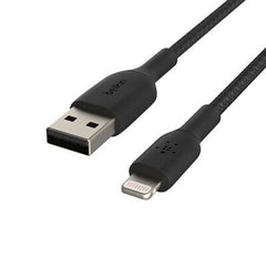 Cable USB-A  Belkin BoostCharge , USB-A to Lightning , 2m , Braided Black , CAA002BT2MBK - Albagame