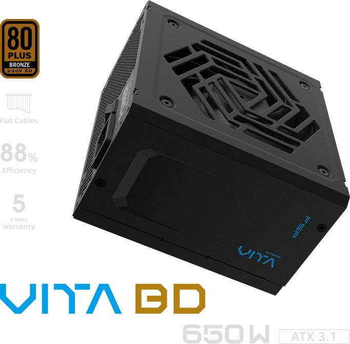 PSU 650W FSP VITA 650BD , ATX 3.1 , 80+ Bronze , Black , PPA6506703