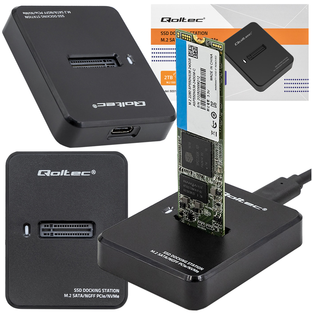 Qoltec Docking station SSD M.2 SATA/PCIe, NGFF/NVMe