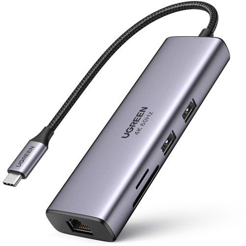 Adapter Ugreen 7in1 USB-C to 2x USB-A , 1x USB-C , 1x HDMI , 1x RJ45 + 1x SD & 1x MicroSD - Albagame