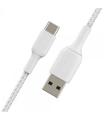 Cable USB-A  Belkin BoostCharge , USB-A to USB-C , 1m , Braided White , CAB002BT1MWH - Albagame