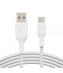Cable USB-A  Belkin BoostCharge , USB-A to USB-C , 1m , Braided White , CAB002BT1MWH - Albagame