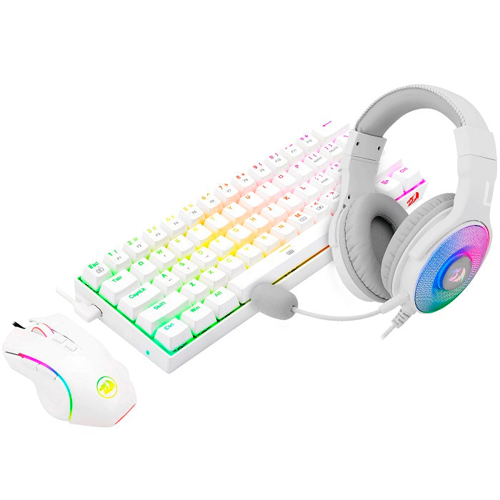 Bundle Redragon S129W 3in1 Combo Keyboard Mechanical with Huano switches K630WRGB , Mouse 7 Button M607W , Headset with 3.5mm PANDORA 2 H350-1W - Albagame