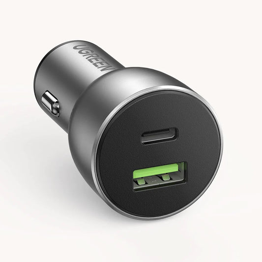 Charger CAR Ugreen 1x USB-A , 1x USB-C , Quick Charge 3.0 and Power Delivery 42.5Watt 3A GRAY 60980 - Albagame