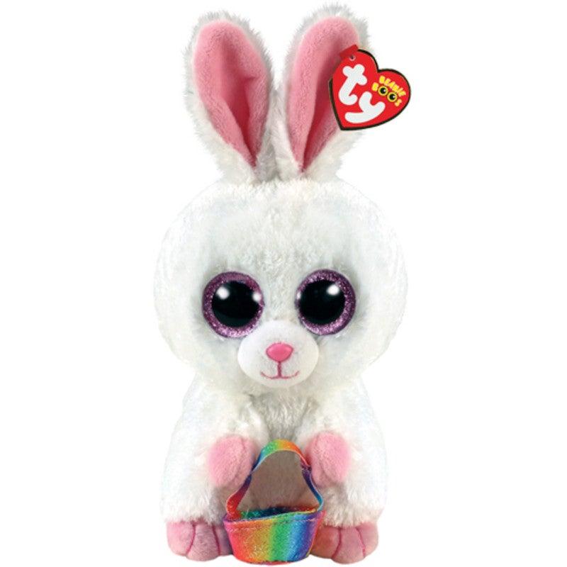 Plush Ty Beanie Boos Sunday White Rabbit With Basket 15cm - Albagame