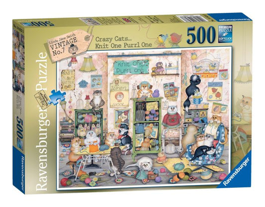 Puzzle Ravensburger Crazy Cats Vintage 500Pcs - Albagame