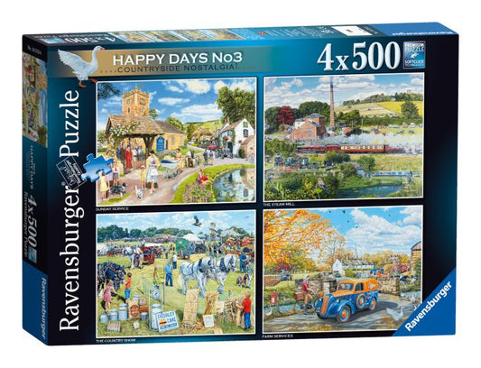 Puzzle Ravensburger Happy Days Collection No.3 Countryside Nostalgia 4x 500Pcs - Albagame
