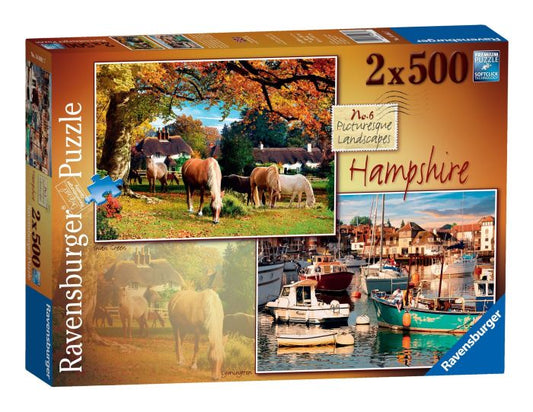 Puzzle Ravensburger Picturesque Landscapes No.6 Hampshire Lymington & Swan Green 2x 500Pcs - Albagame