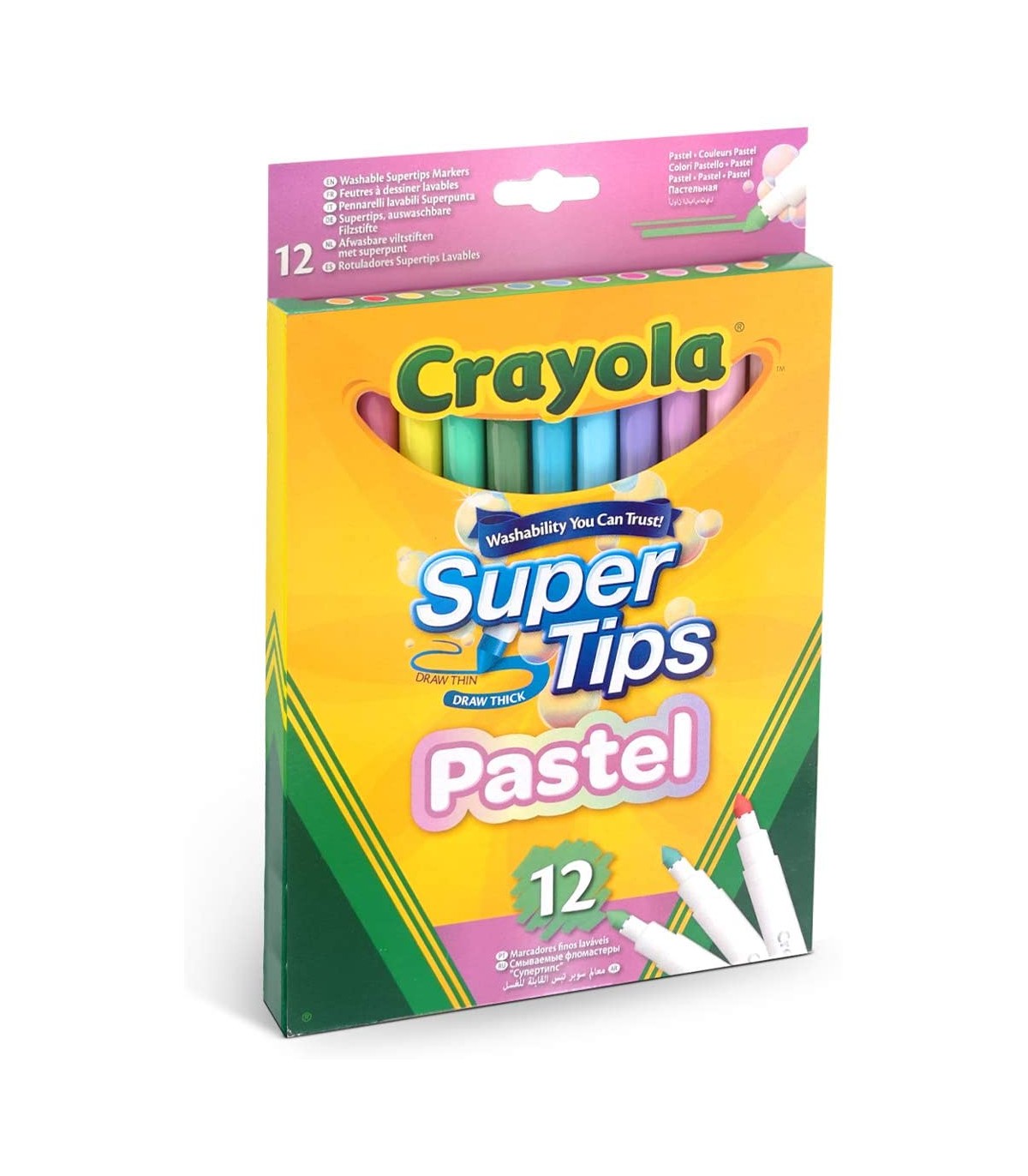 Washable Markers Crayola 12 Bright Supertips Pastel Edition - Albagame