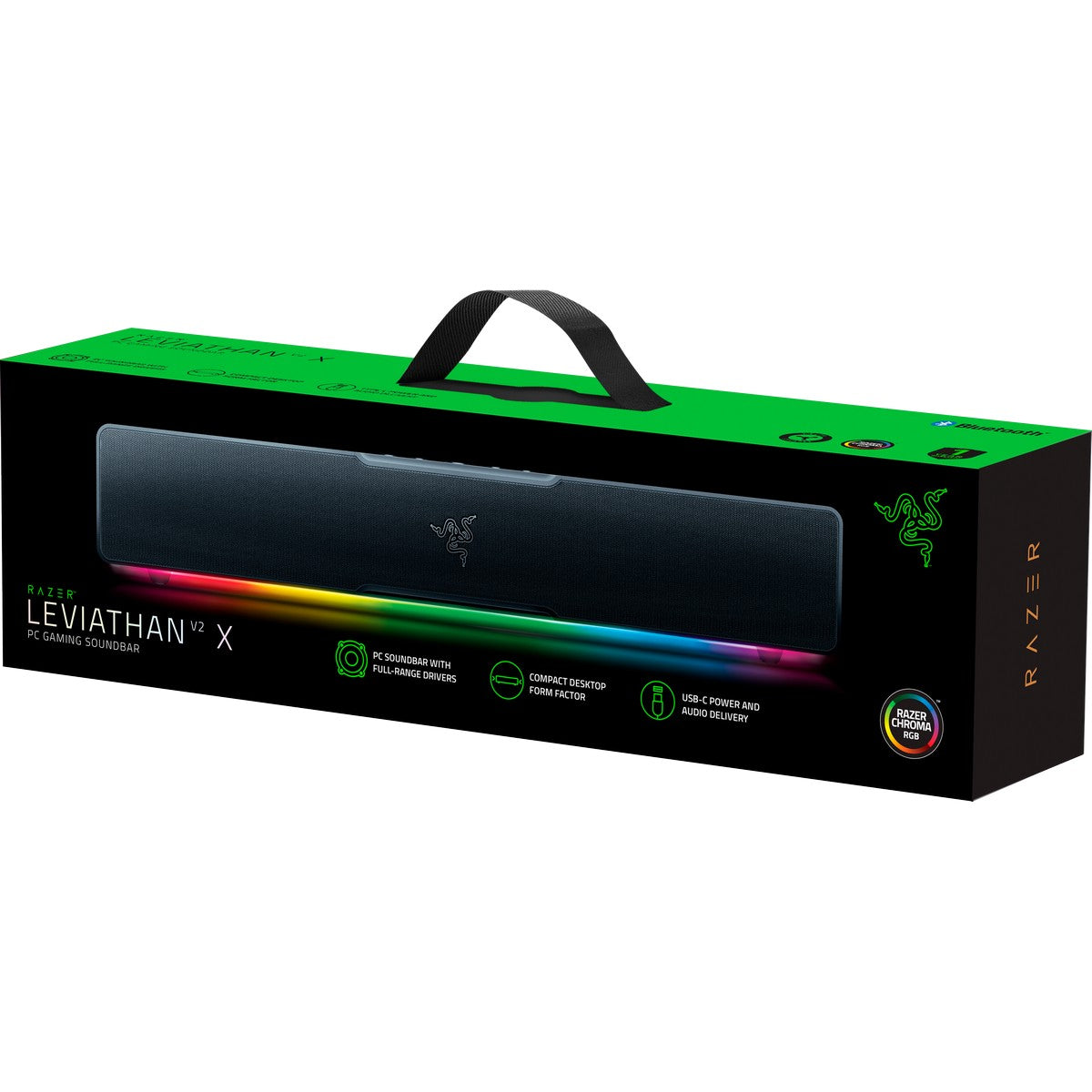 Speaker Razer Leviathan V2 X , Bluetooth and USB-C , Gaming Soundbar , Chroma RGB , Black , RZ05-04280100-R3M1 - Albagame