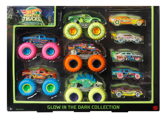 Set Hot Wheels Monster Trucks Glow In The Dark - Albagame