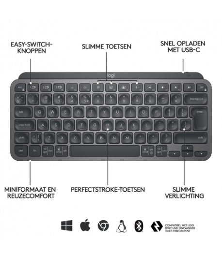 Keyboard Logitech MX Keys Mini , Wireless + Bluetooth , 920-010498 - Albagame