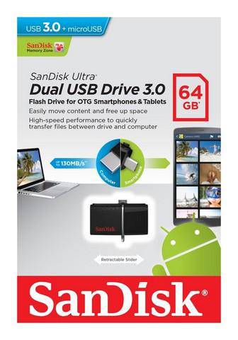 Usb 64GB SanDisk Ultra 3.0 Dual Flash Drive for Android - Albagame
