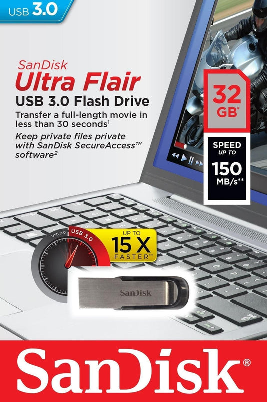 Usb 32GB SanDisk Ultra Flair 3.0 Black [13669] - Albagame