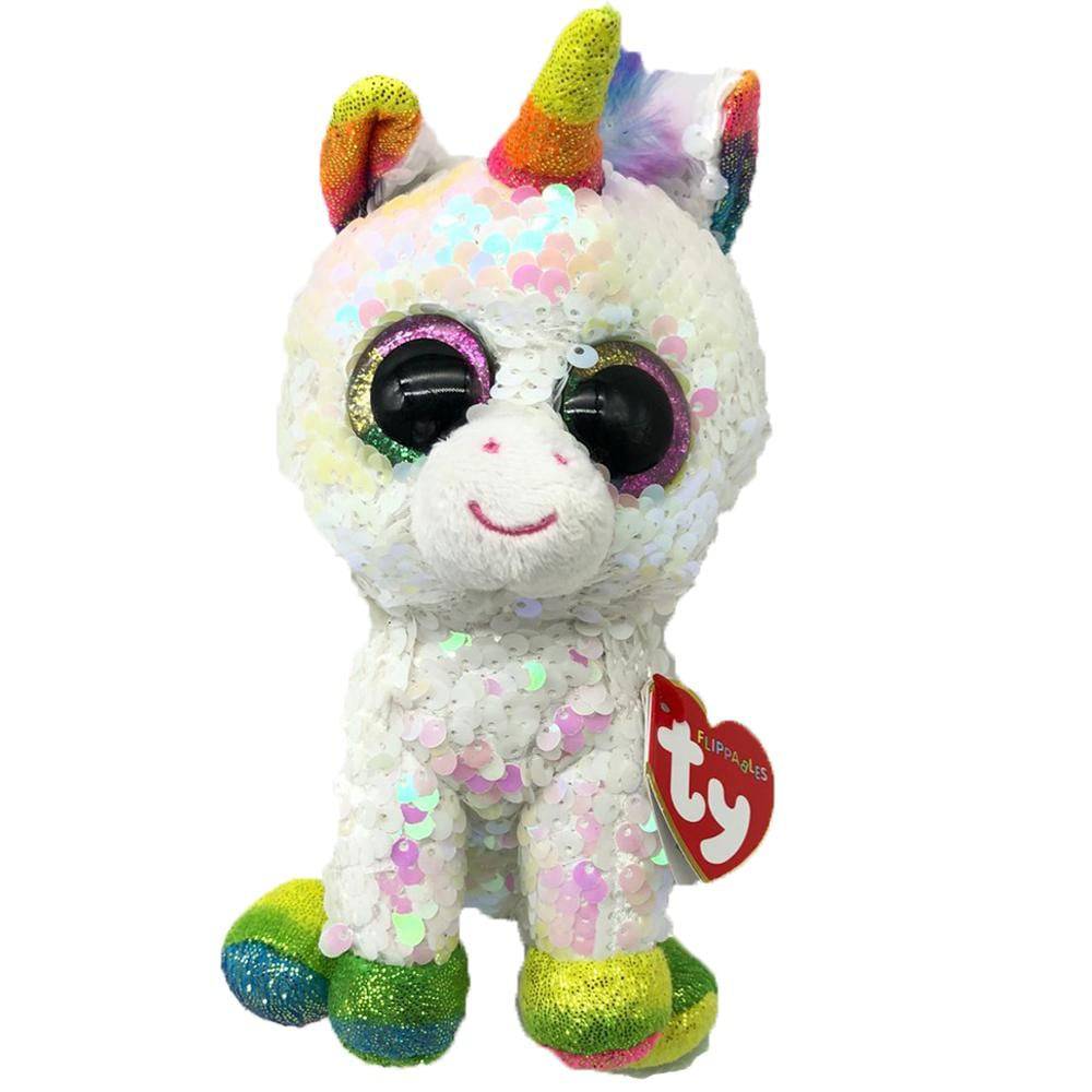 Plush Ty Beanie Boos Flippables Pixy Sequin White Unicorn 15cm - Albagame