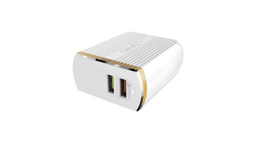 Quick Charger Ldnio EU Plug 2.4A 2xUSB Type-C cable - Albagame