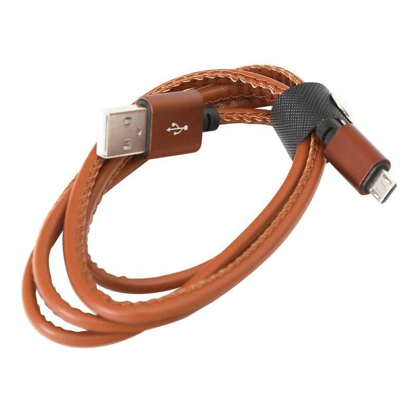 Cable Platinet Micro Usb To Usb Leather Cable 1m 2.4A Brown [43293] - Albagame