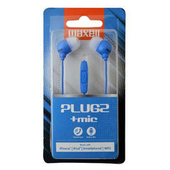 Headset Maxell In-Ear Mic Plugz Blue [77195] - Albagame