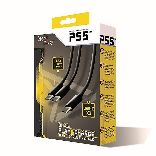 Cable Steelplay Dual Play & Charge PS5 Black - Albagame