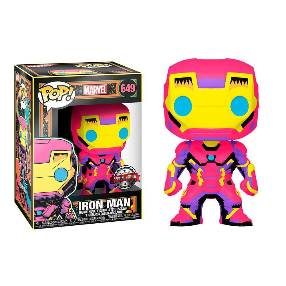 Figure Funko Pop! Bobble Marvel 649: Black Light - Iron Man Special Edition - Albagame