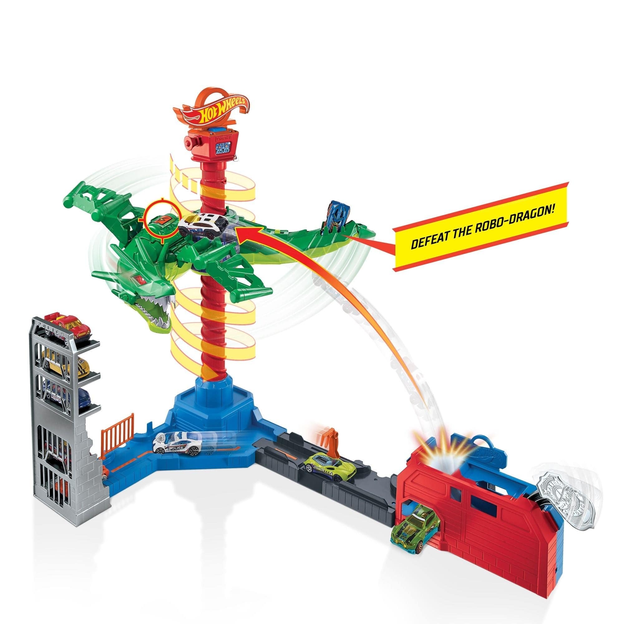 Vehicle Hot Wheels City Air Attack Dragon Playset - Albagame