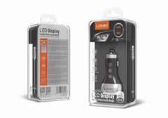 Usb Car Charger Ldnio 2xUSB Ports QC3.0 LED Display Lightning Cable - Albagame