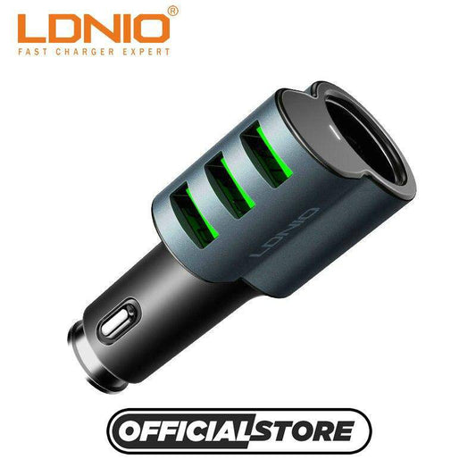 Usb Car Charger Ldnio 3xUSB Ports 5.1A Type-C Cable With Socket Adapter - Albagame