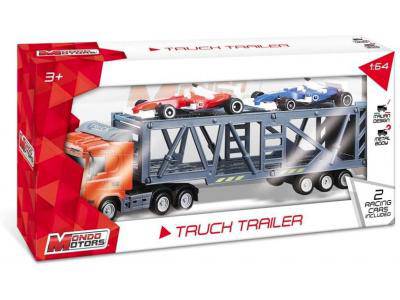 Vehicle Mondo Motors Truck Trailer W/ 2 Racing Cars - Albagame
