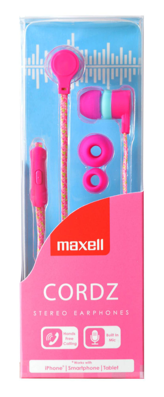 Earphone & Mic Maxell In-Ear Cordz Pink [77486] - Albagame