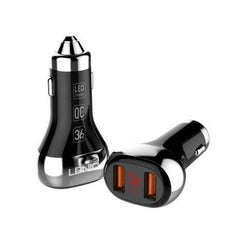 Usb Car Charger Ldnio 2xUSB Ports QC3.0 LED Display Type-C Cable - Albagame